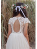 Lace Tulle Keyhole Back Ankle Length Flower Girl Dress